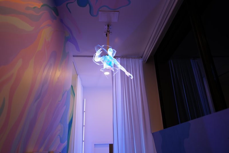 Holo Being digital animation on LED fan, installation view